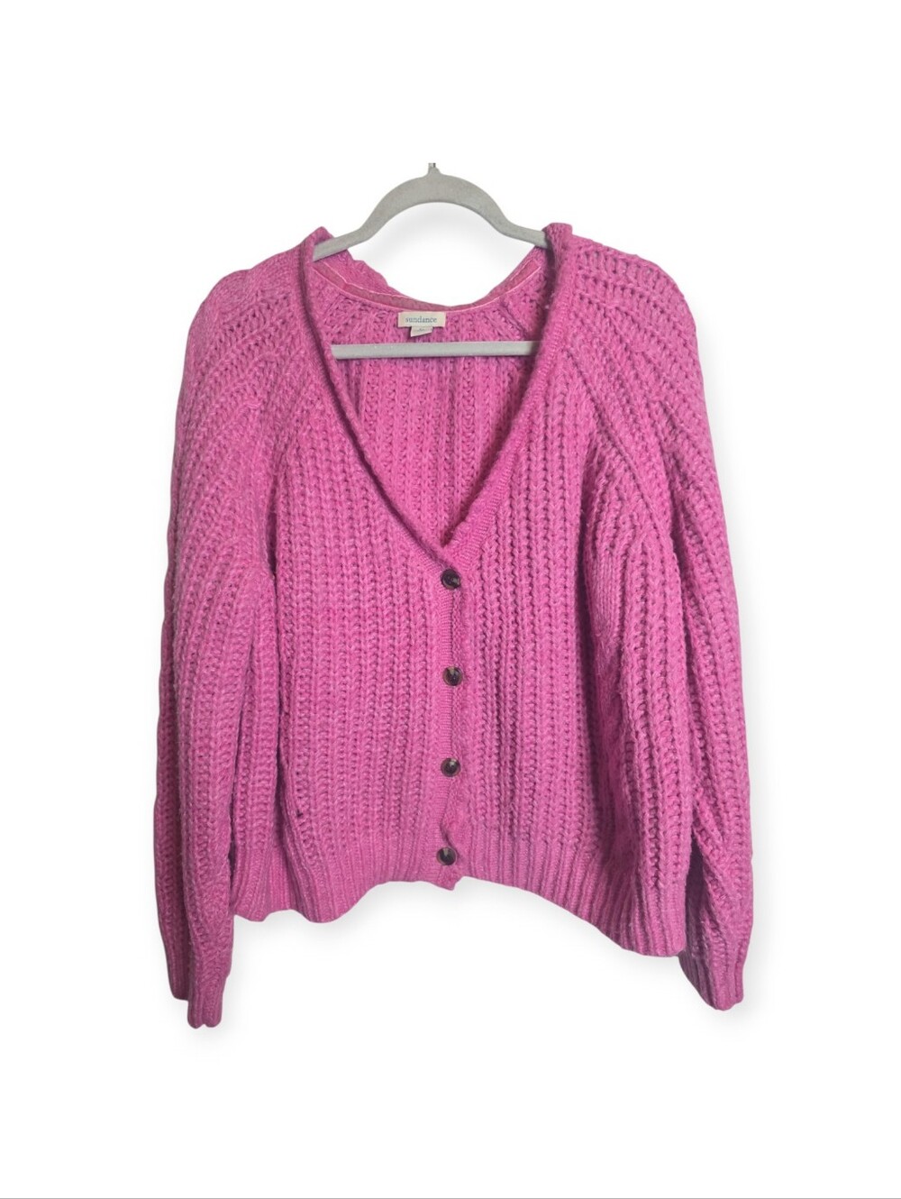 Women's Sundance pink knit cardigan, size XL